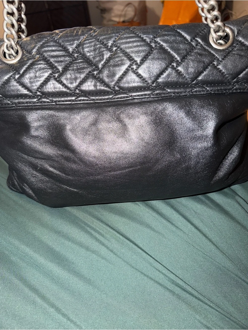 Kurt Geiger Quilted Black Shoulder Bag with Chain Strap and Embellished Clasp